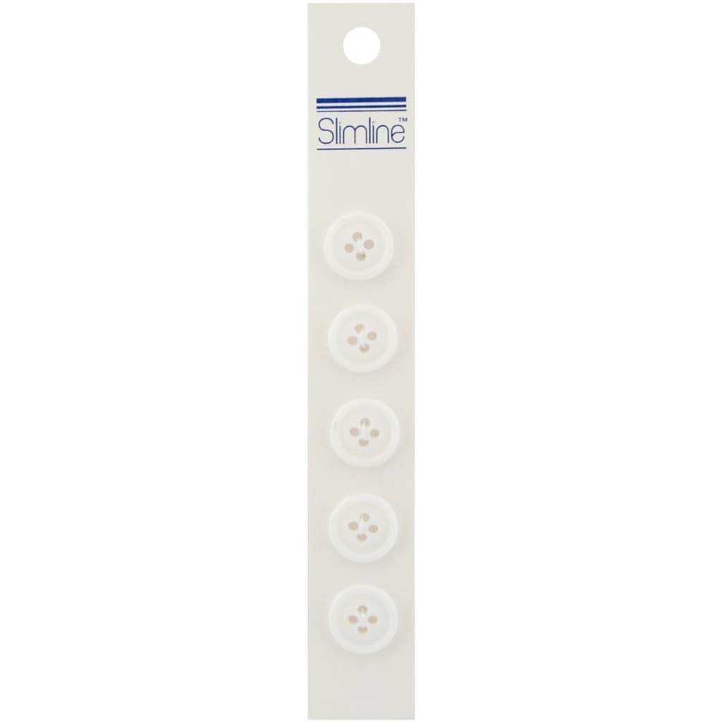 SLIMLINE BUTTONS WHITE 5/8IN 4-HOLE 5PC