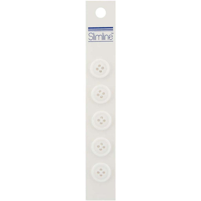 SLIMLINE BUTTONS WHITE 5/8IN 4-HOLE 5PC