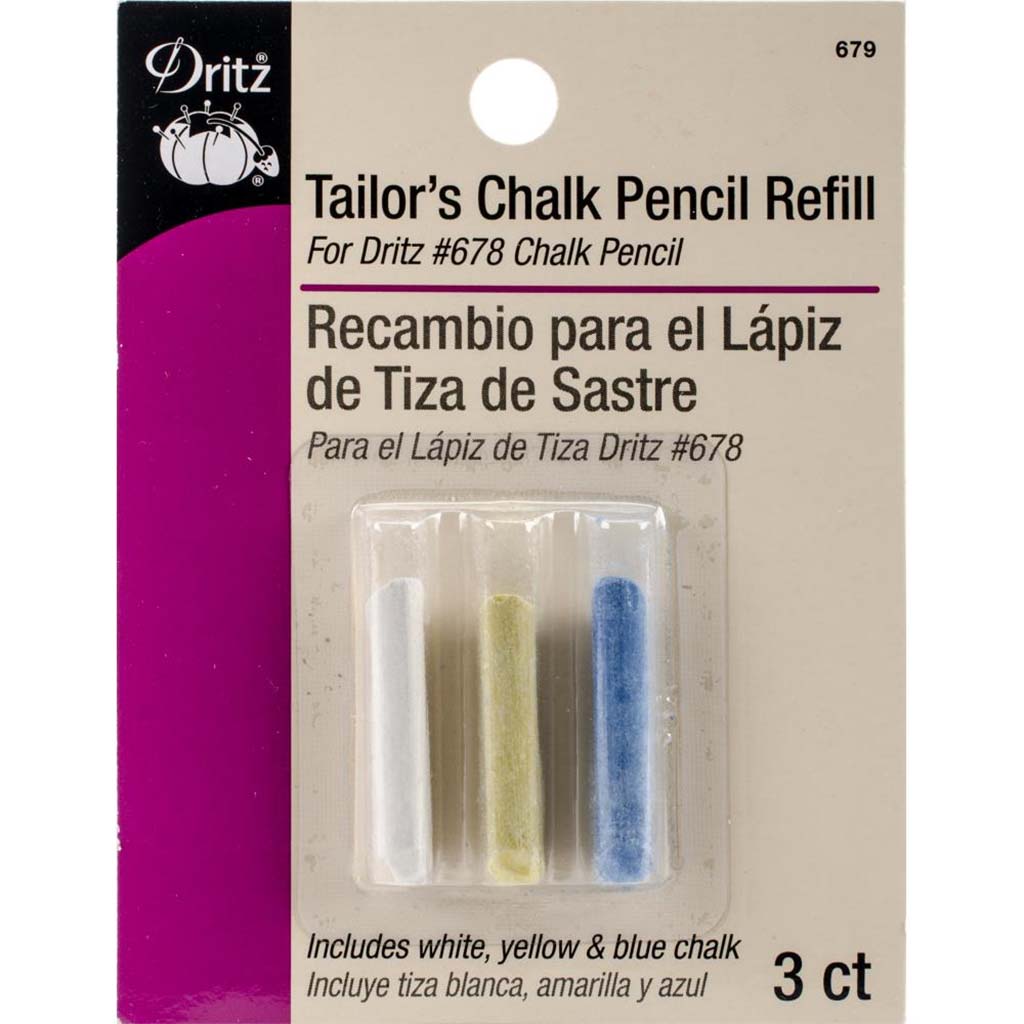 Tailor&#39;S Chalk Pencil Refill-Blue, Pink &amp; White