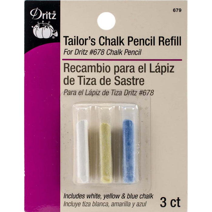 Tailor'S Chalk Pencil Refill-Blue, Pink & White