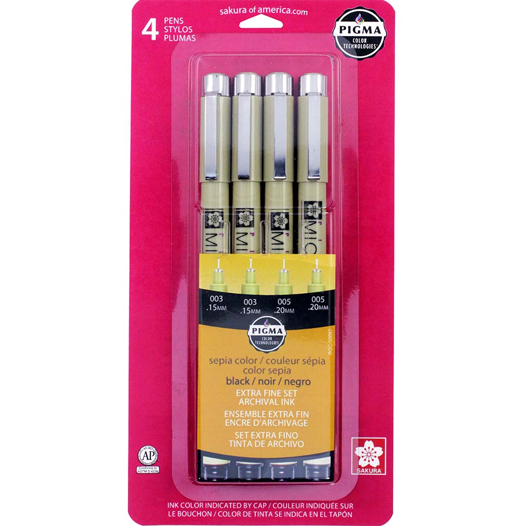 Sakura Pigma Micron Pens Set of 4 Black and Sepia