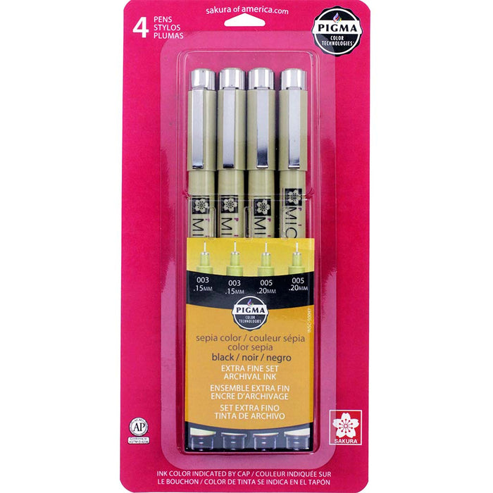 Sakura Pigma Micron Pens Set of 4 Black and Sepia