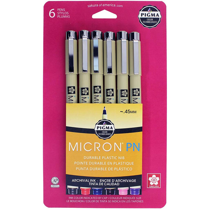 Pigma Micron Plastic Nib Pen Set of 6 Piece Set