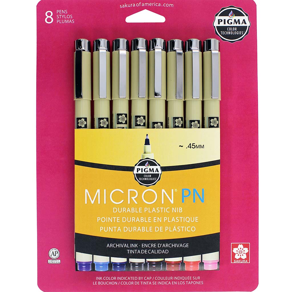 Pigma Micron Plastic Nib Pen Set of 8 Piece Set