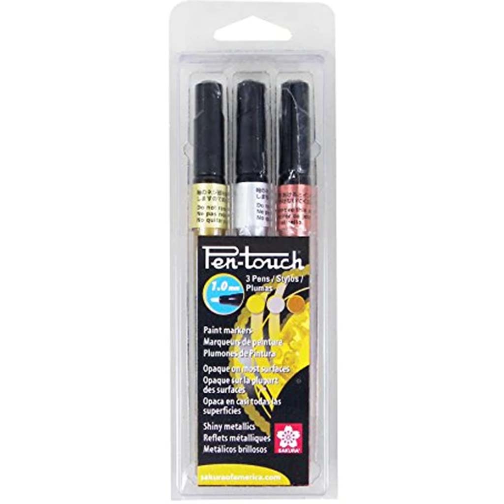 Pentouch Marker Sets 3 Color Fine Set  Gold, Silver &amp; Copper