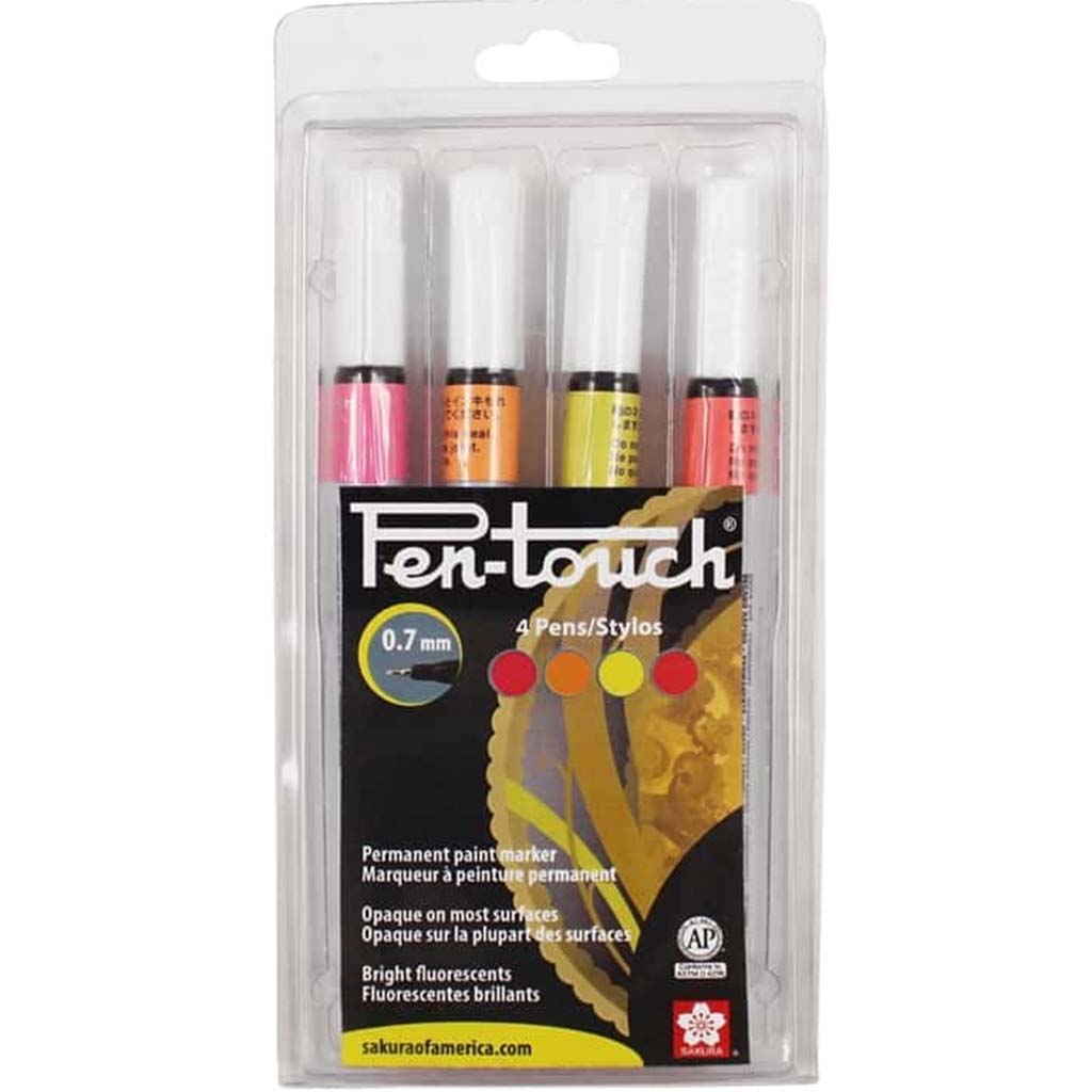 Pentouch Fluorescent Marker Set of 4 Extra-Fine