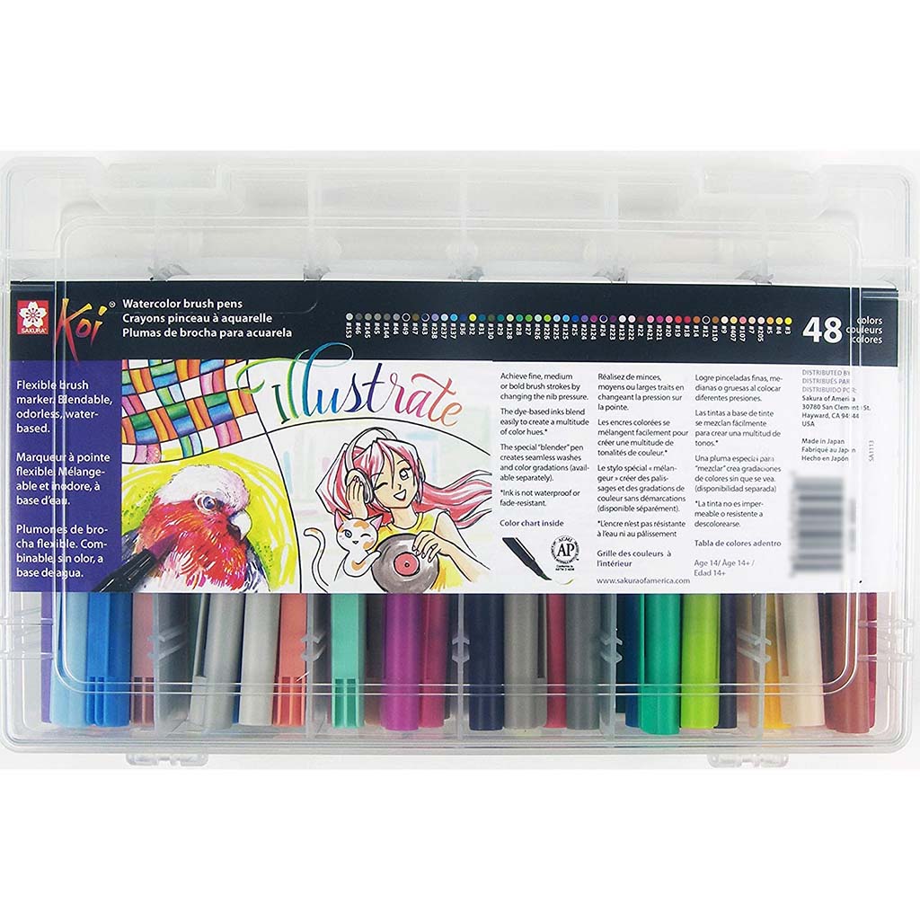 Sakura Koi Coloring Brush Pens Assorted Colors Set of 48