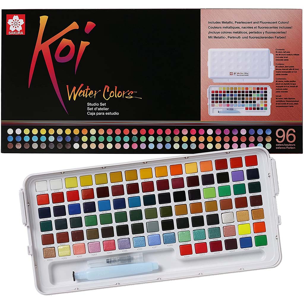 Sakura Koi Watercolor Sketch Box Sets 96 Color Studio Box Set with Brush