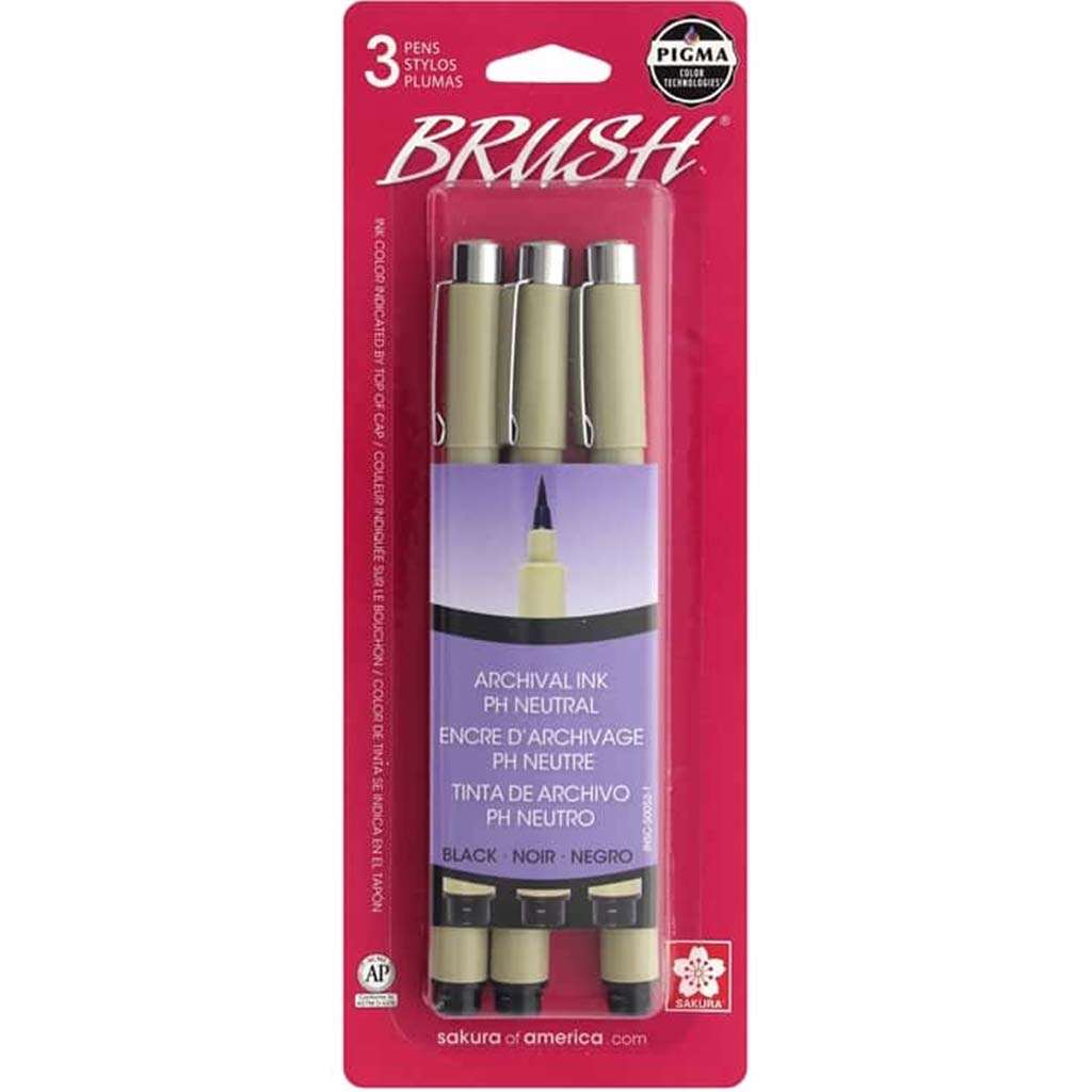 Sakura Pigma Brush Marker Black Set of 3