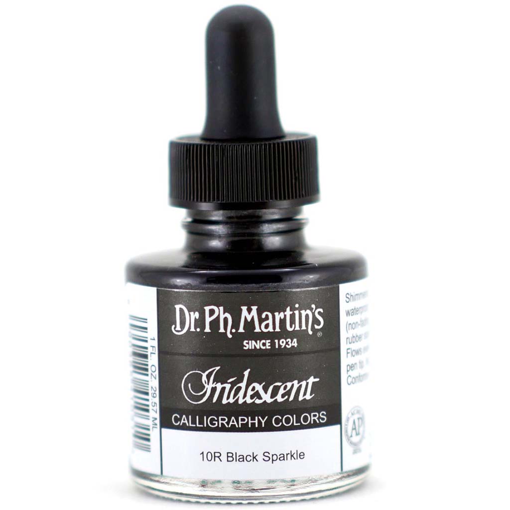 Dr. Ph. Martin's Iridescent Calligraphy Ink Black Sparkle 1oz
