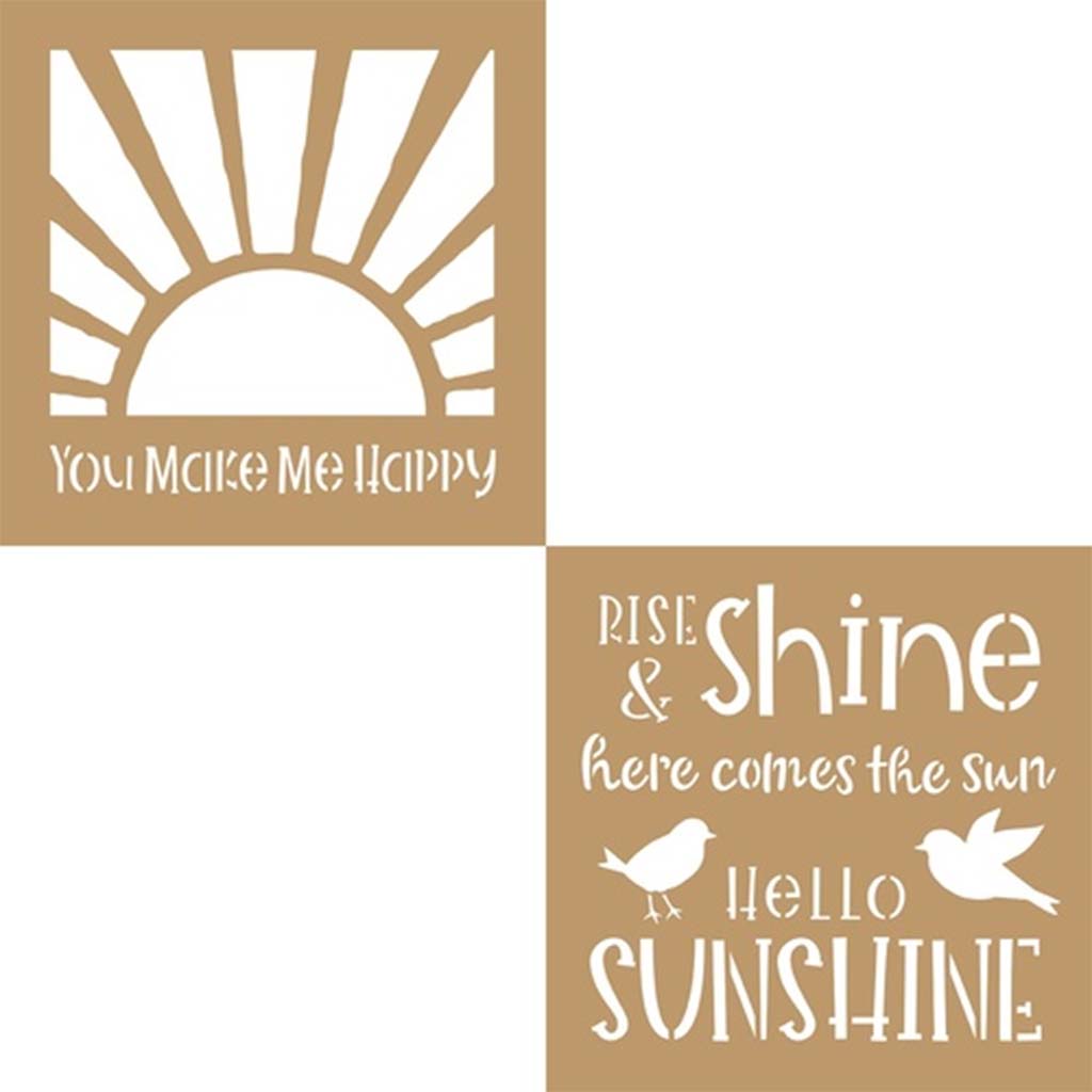 Retro Stencils 2/Pkg Hello Sunshine 8in x 8in