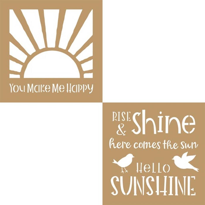 Retro Stencils 2/Pkg Hello Sunshine 8in x 8in