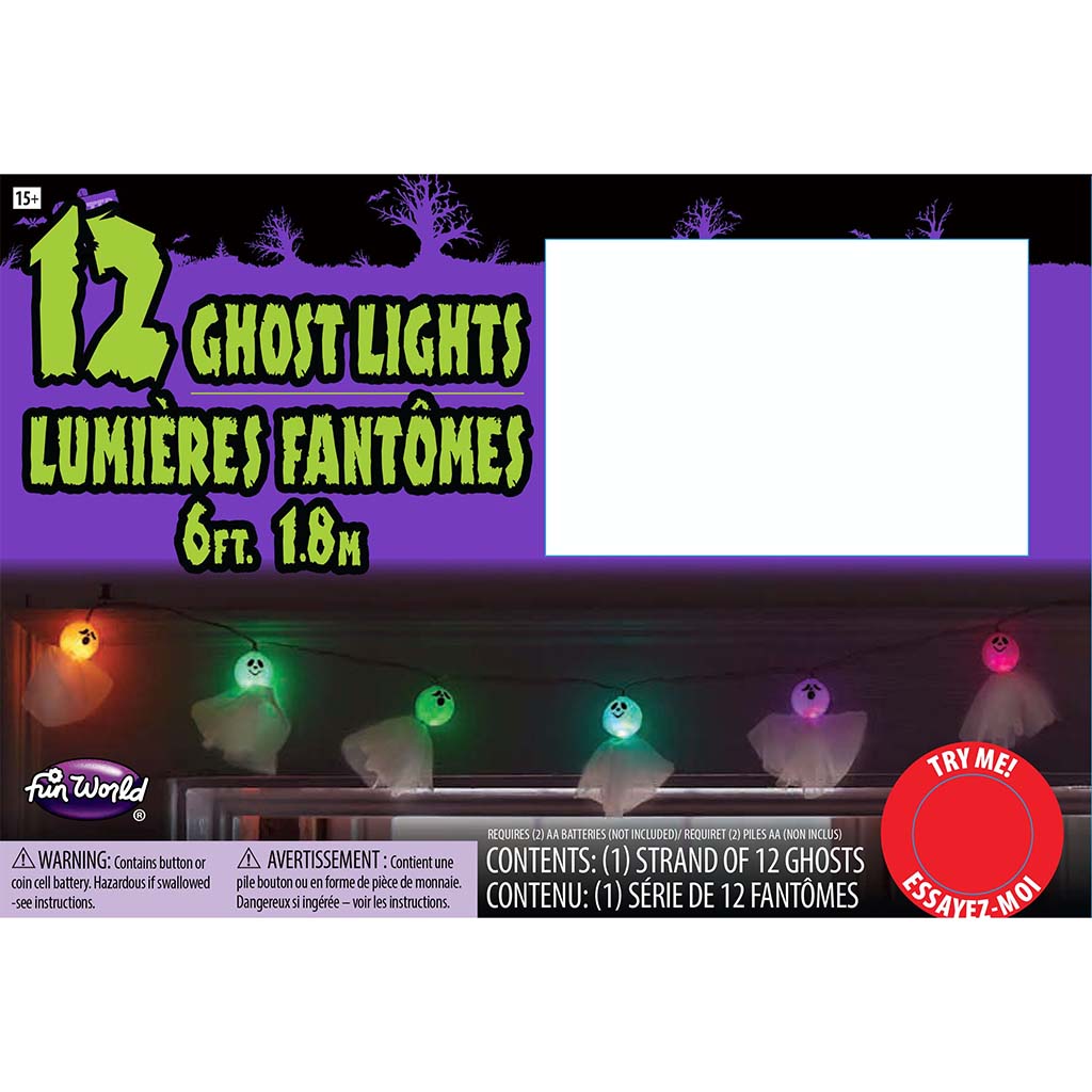 Light-Up 12 Ghost Garland 6ft