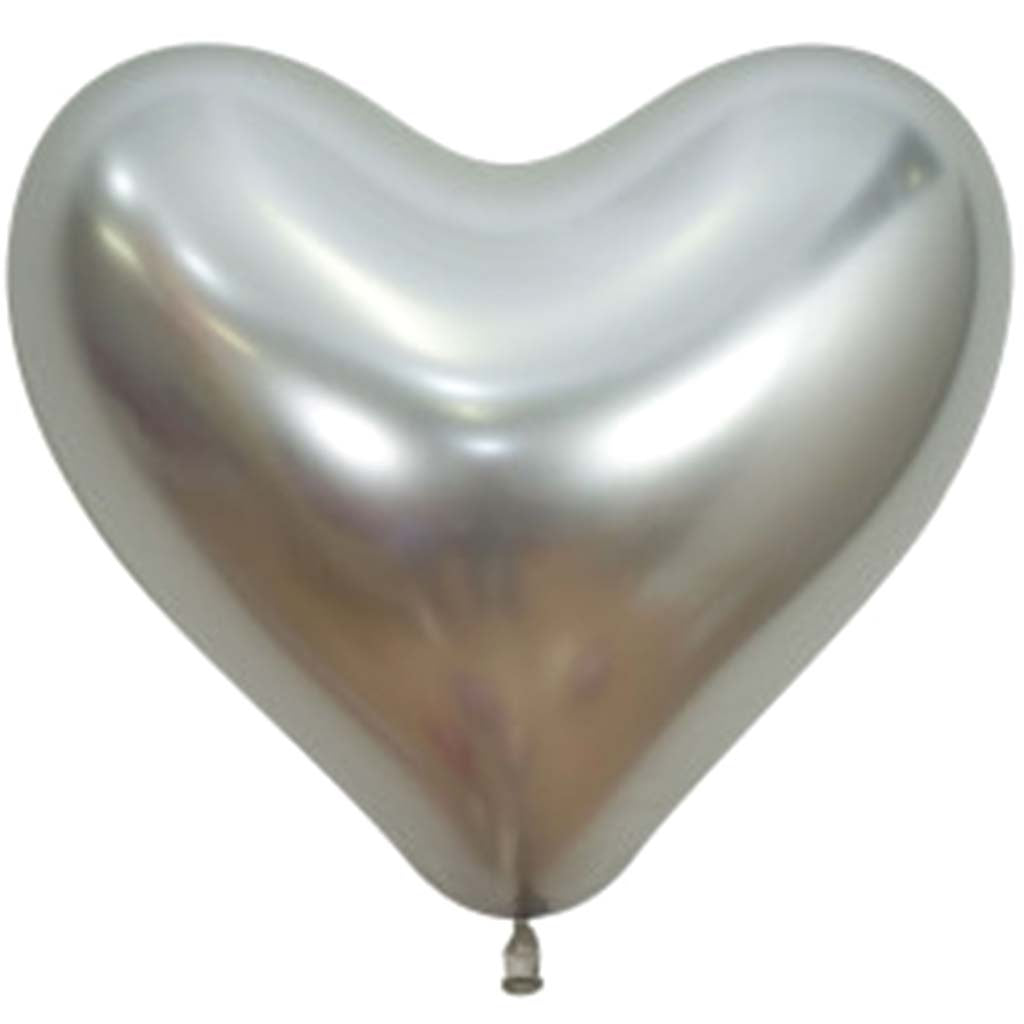 Latex Balloon Standard Heart 14in, Silver