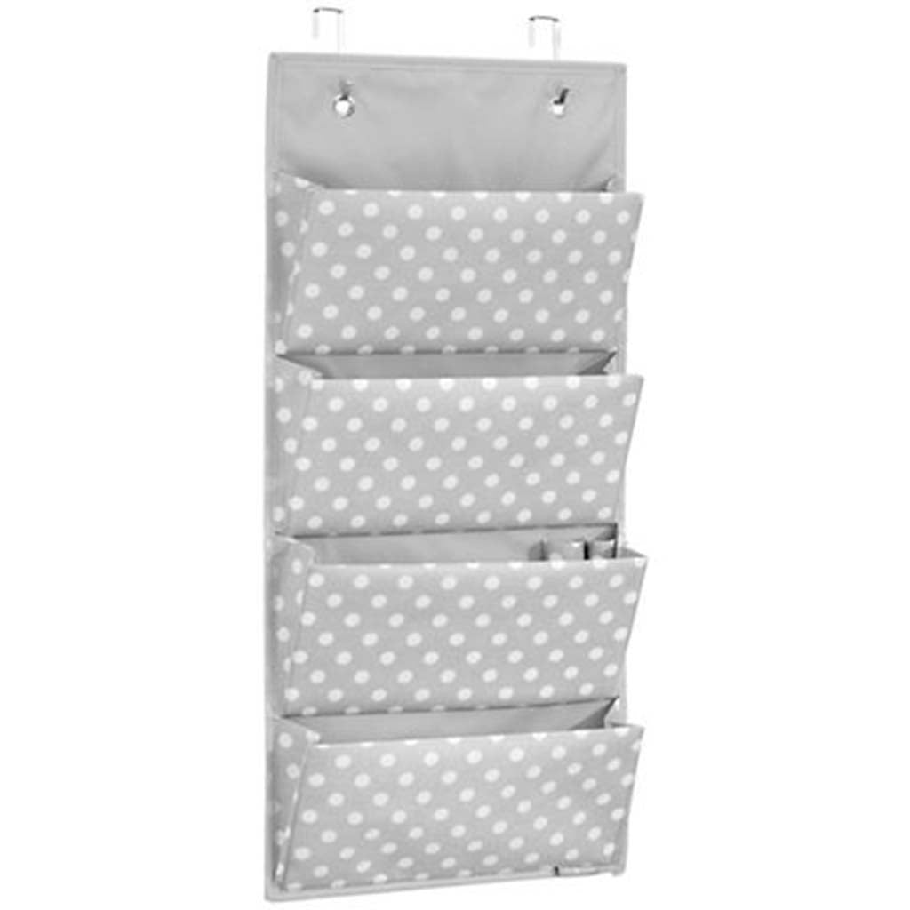 Polka Dot Hanging 4 Pocket Organizer Gray