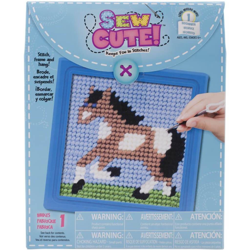 Sew Cute! Horse Needlepoint Kit 6in x 6in Stitched In Yarn