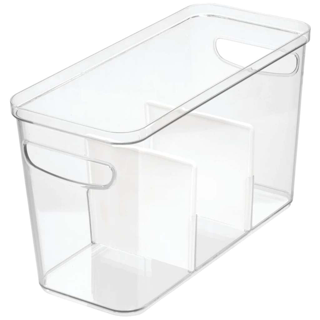 Crisp Divided Bin 6in W x 14in L x 8in H Clear
