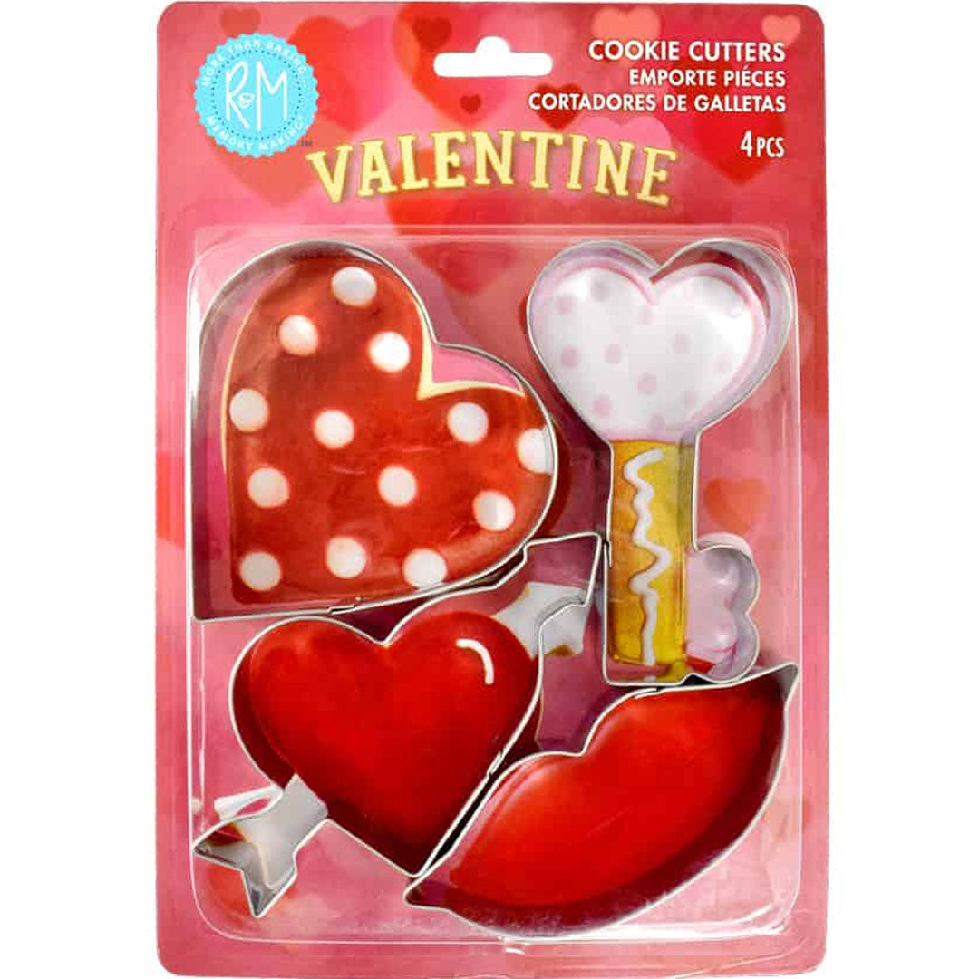 Valentine Cookie Cutters Stainless Steel 4pc Set Carded