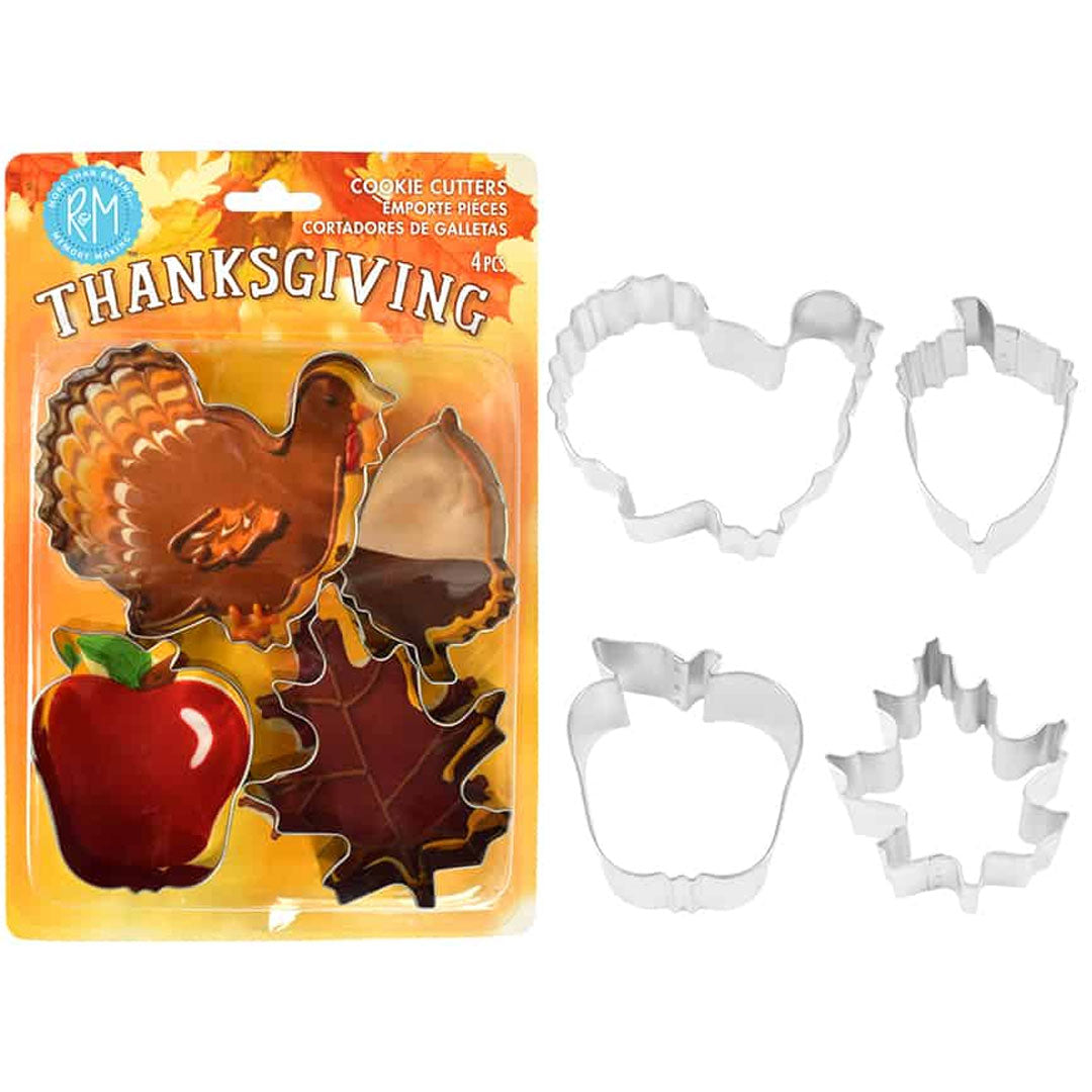 Thanksgiving Cookie Cutters Stainless Steel 4pcSet Carded