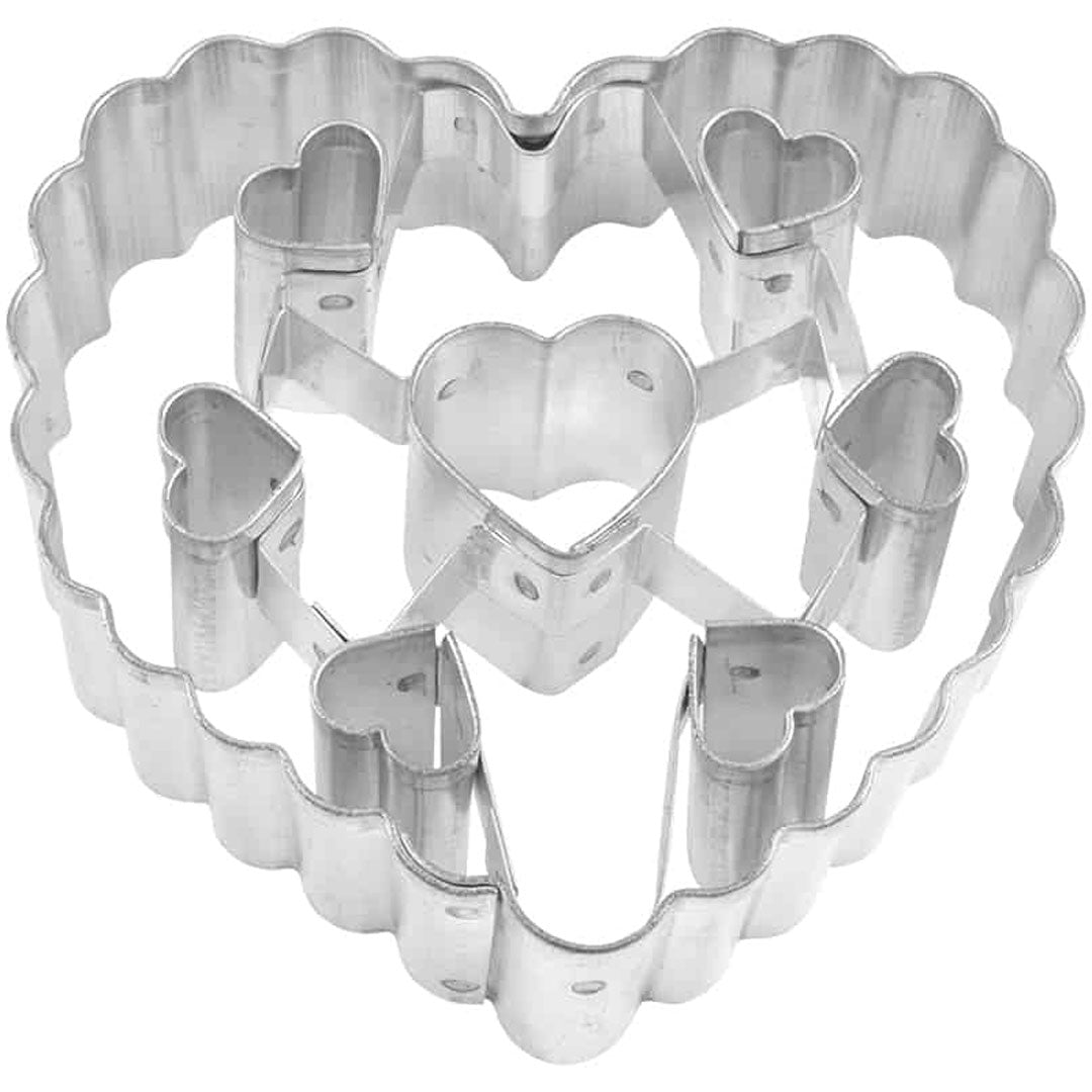 Heart Cookie Cutter With Cutouts 3in