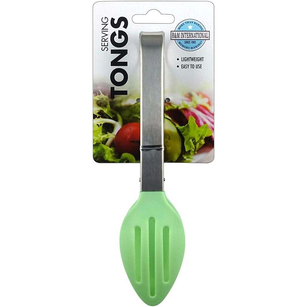 Green Slotted &amp; Flat Tongs, 8in