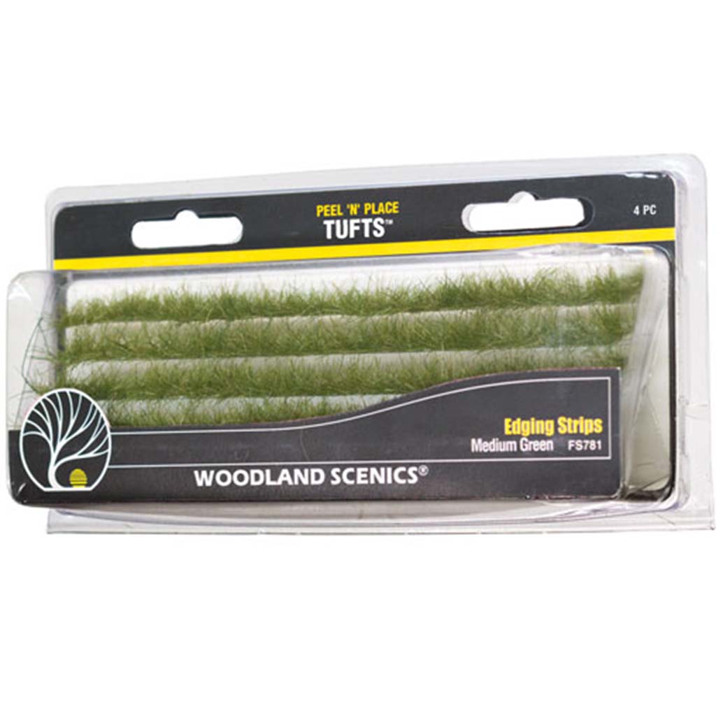 Woodland Scenics Peel 'n' Place Tufts Medium Green Edging Strips