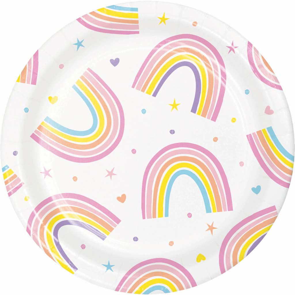 Happy Rainbow Lunch Plates, 7in