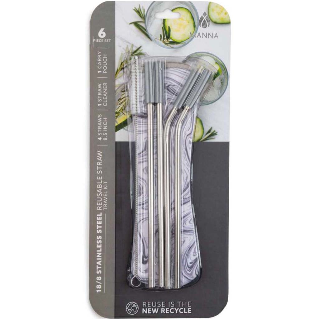 Straws With Tips And Cleaner Travel Kit 6pc