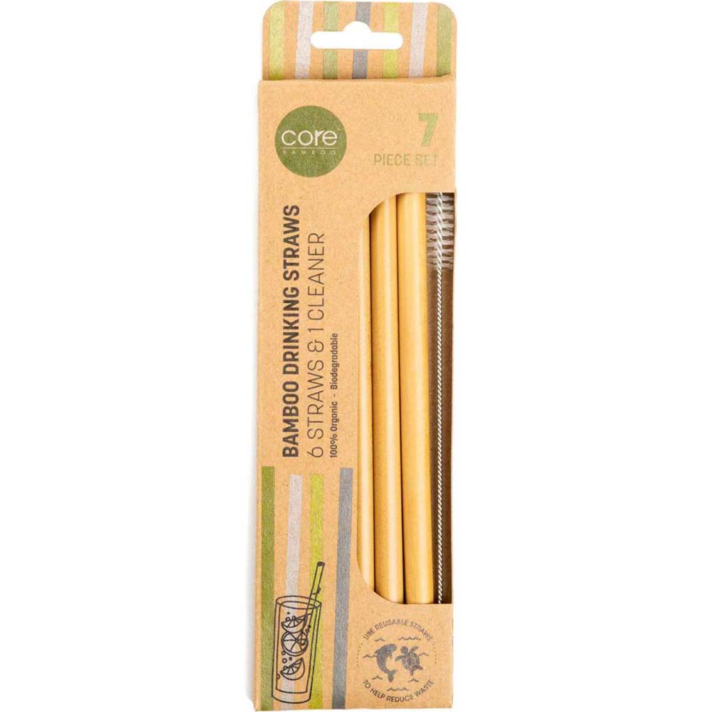 Bamboo Straws With Cleaner Set, 7pc