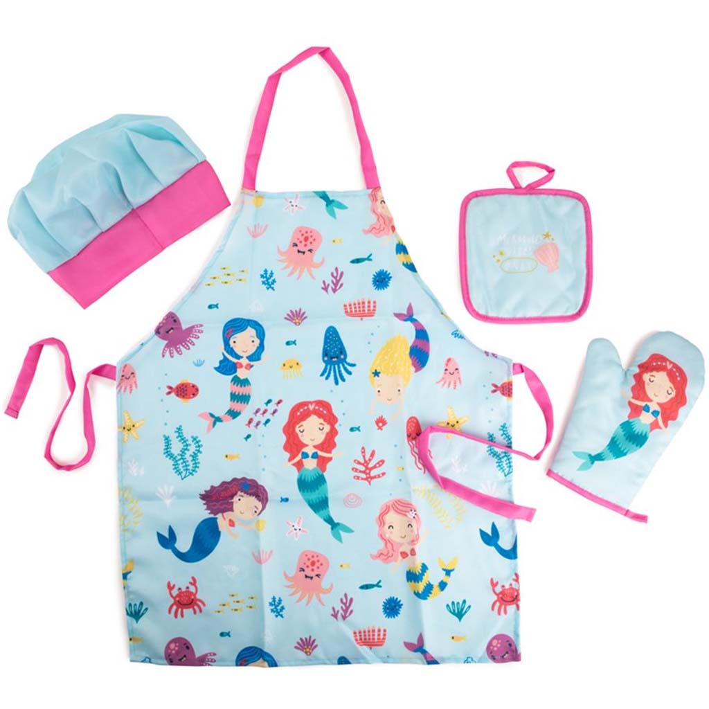 Little Chef Apron Baking Set- Mermaid 4pcs