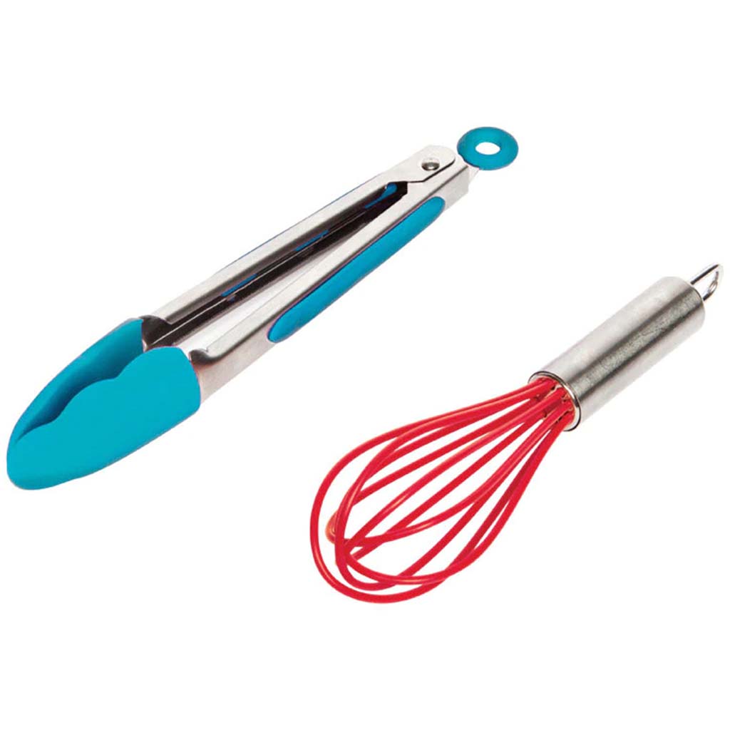 Mini Silicone Set Whisk/Tong 2pc