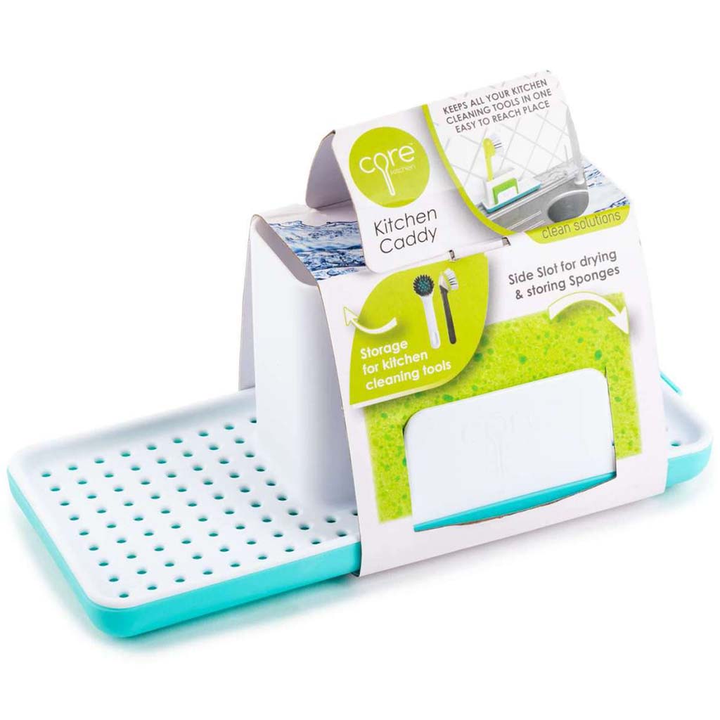 Non Slip Sink Caddy White and Mint Green Tray