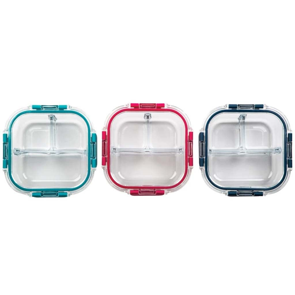 Square Glass Storage With Divider, 24oz