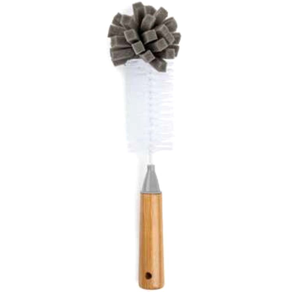 Requisite Sponge Bottle Brush With Bamboo Handle - Pewter