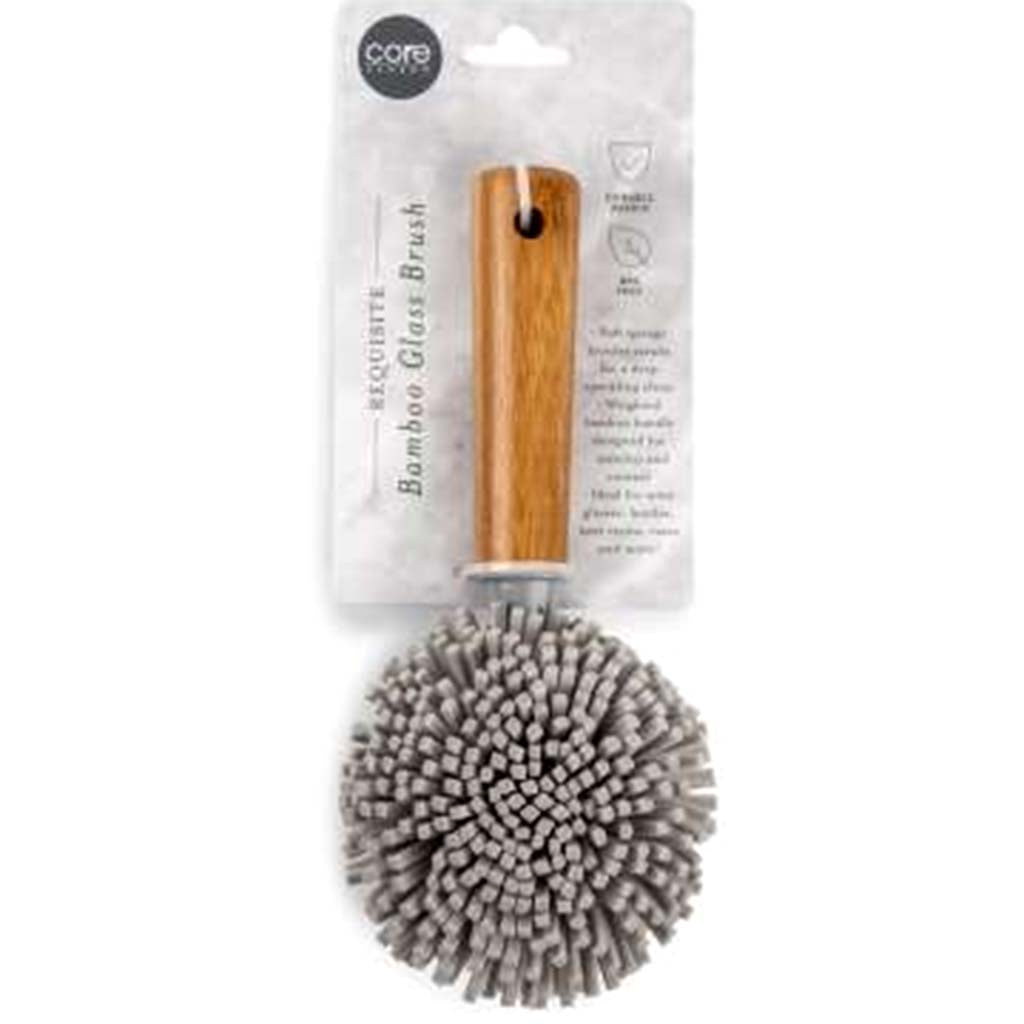 Requisite Glass Brush With Bamboo Handle - Pewter