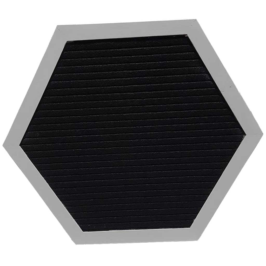 Hexagon Felt Letter Board Grey and Black, 12in x 12in