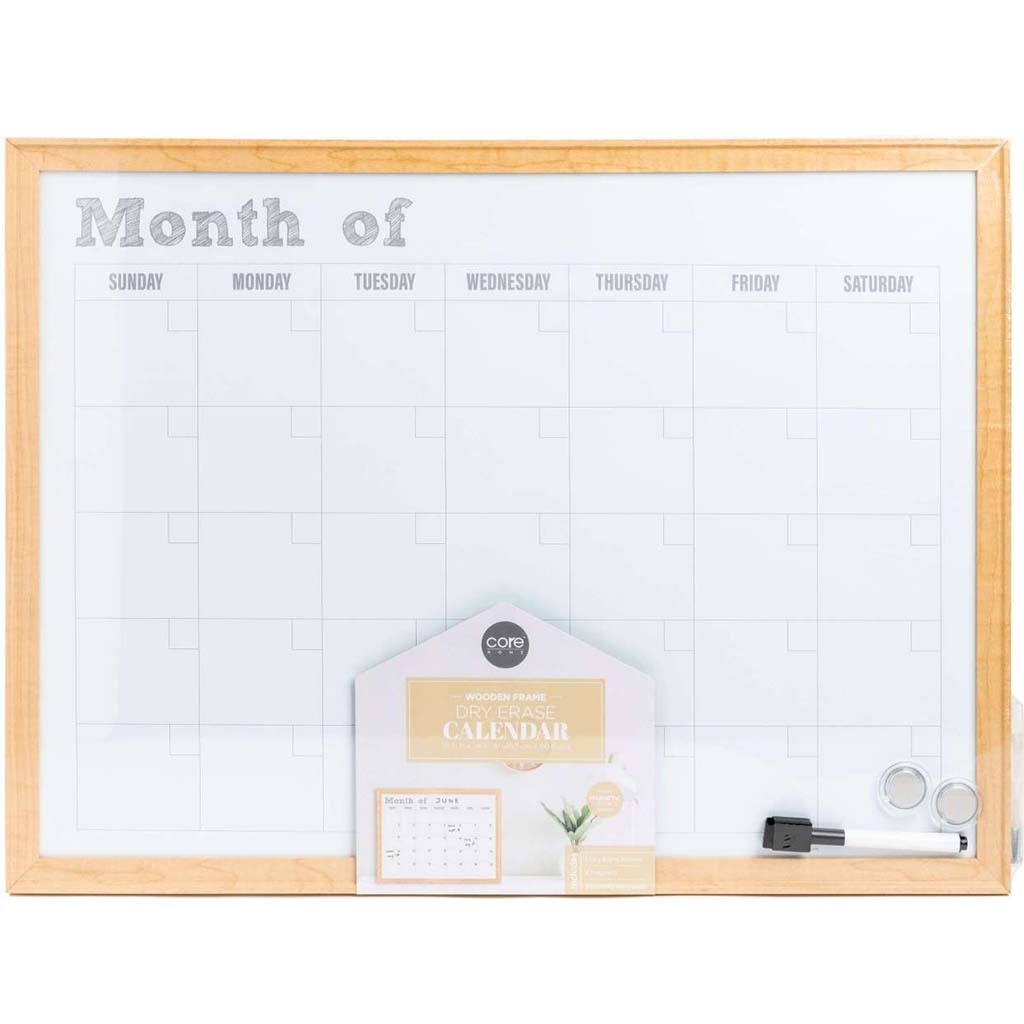 Wooden Frame Magnetic Dry Erase Calander Board 18inx 24in