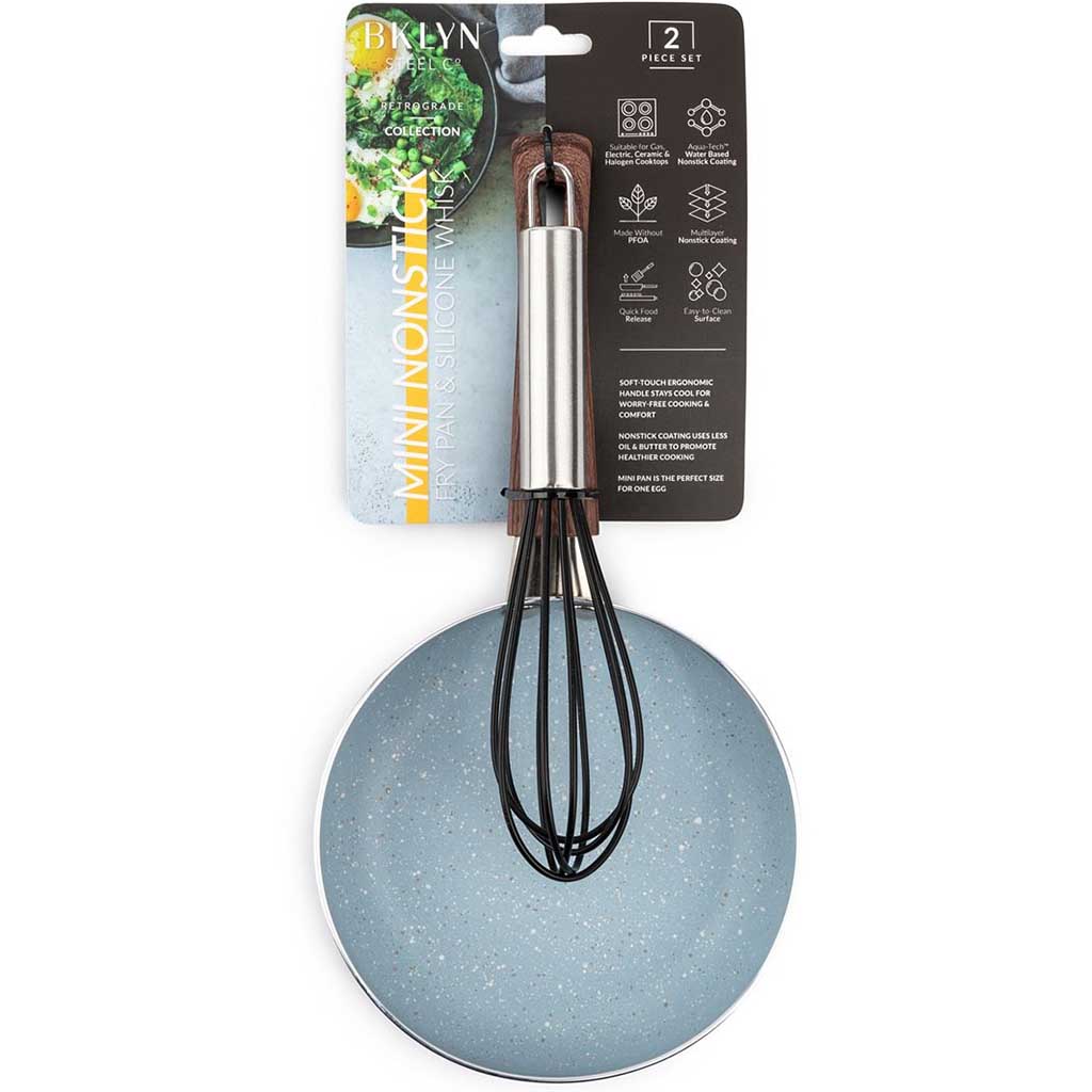 Mini Round Fry Pan With Whisk 2pcs