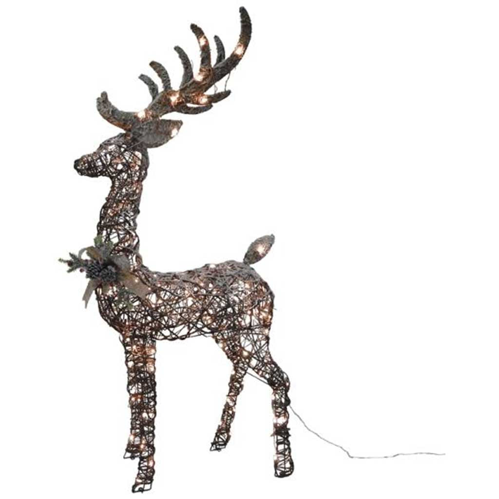 Pre-Lit Buck Frost Rustic, 27 in L, 9 in W, Brown, LED Bulb, Internal Light/Music: Lights