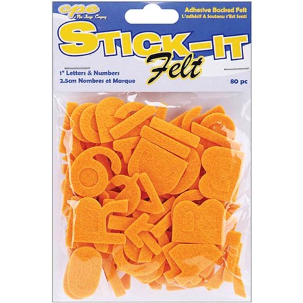 Stick-It Felt Letters 1in Gold 80pcs