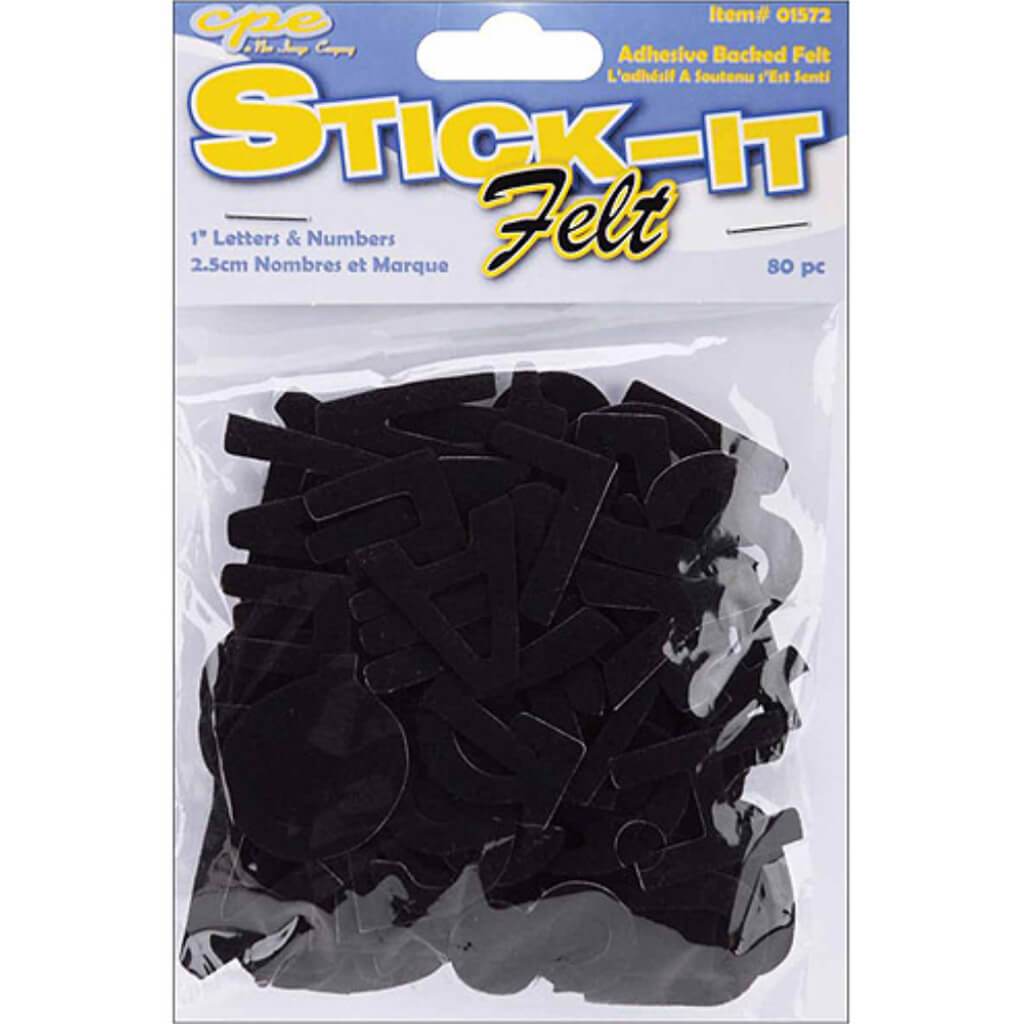 Stick-It Felt Letters 1in Black 80pcs