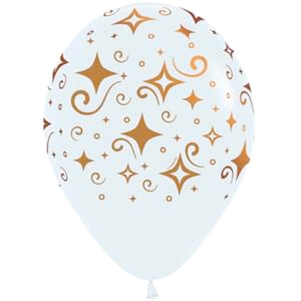 Copper Diamonds Fashion White Latex Balloon, 11in