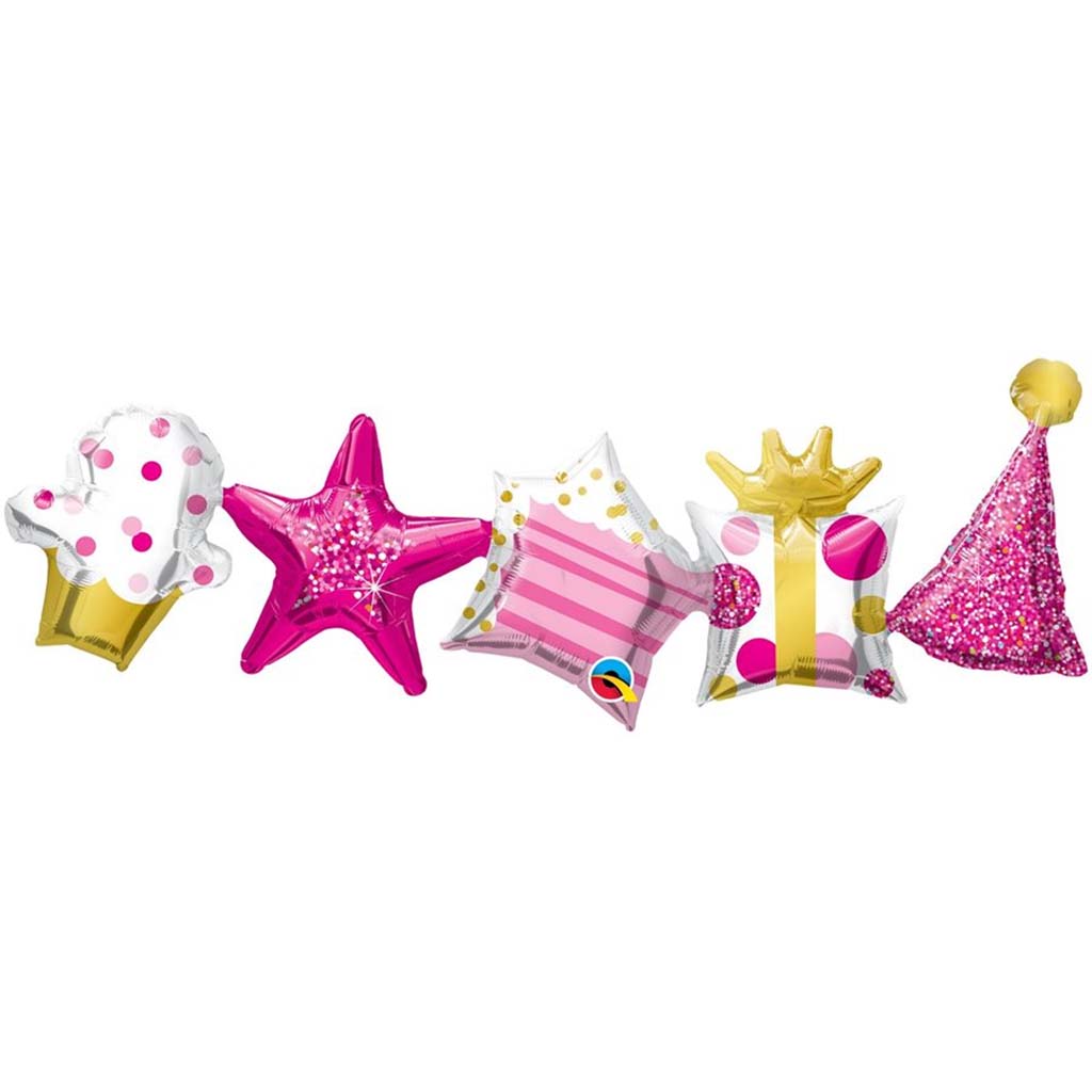 Birthday Garland Balloon Banner Pink, 41in