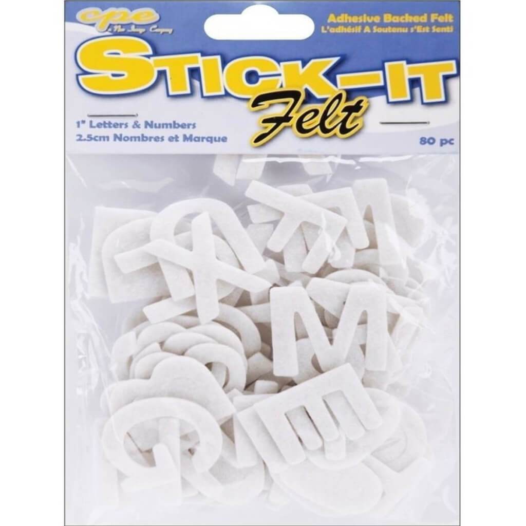 Stick-It Felt Letters 1in White 80pcs