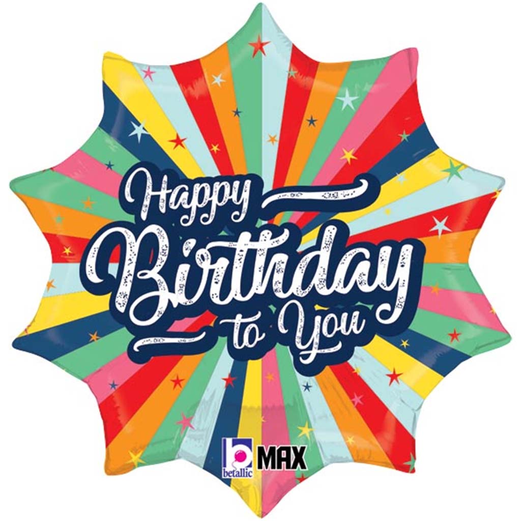 Birthday Bursting Colors Max Float Shape Foil Balloon, 18in