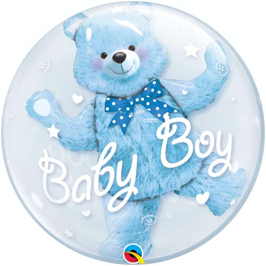 Baby Blue Bear Bubble Balloon, 24in