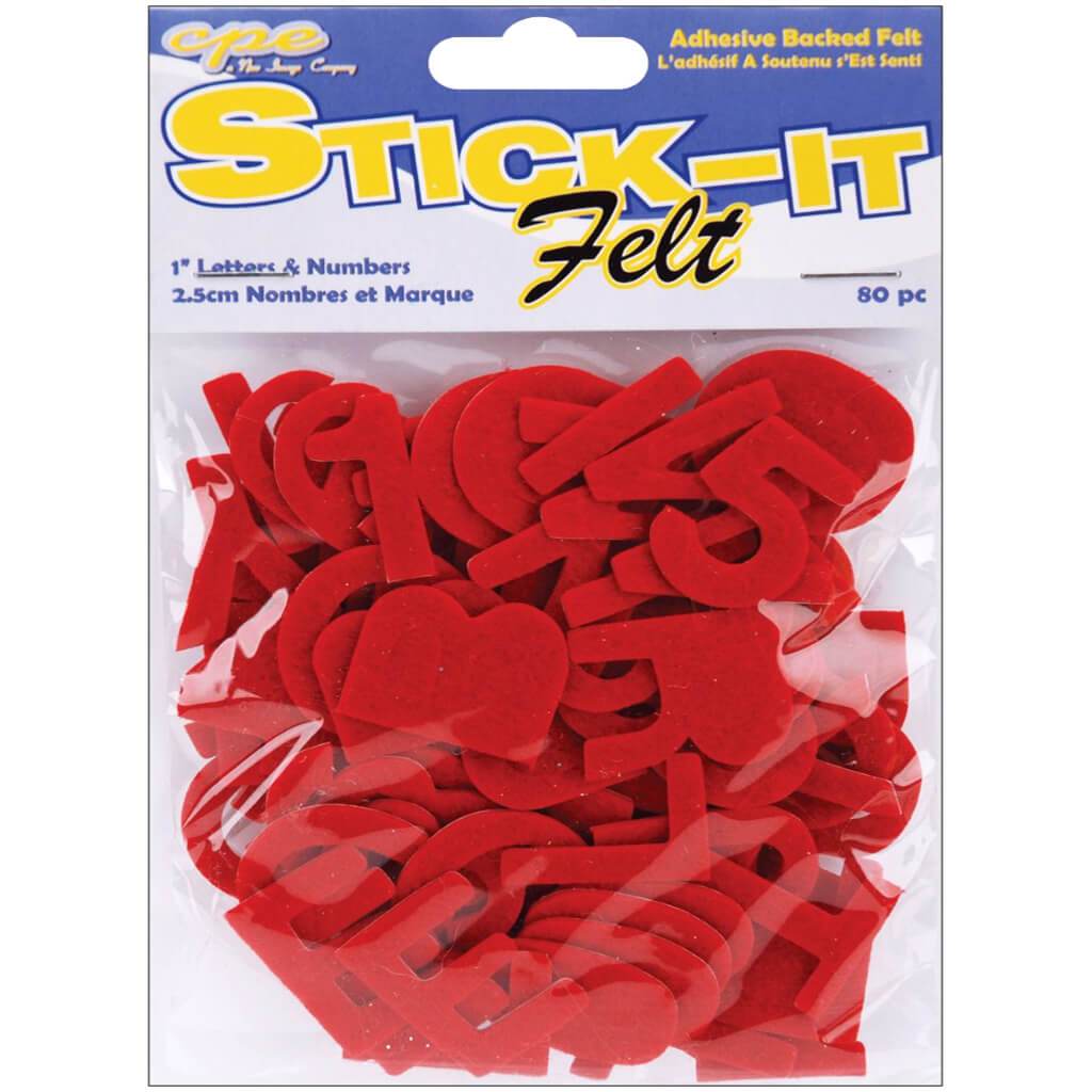 Stick-It Felt Letters 1in Red