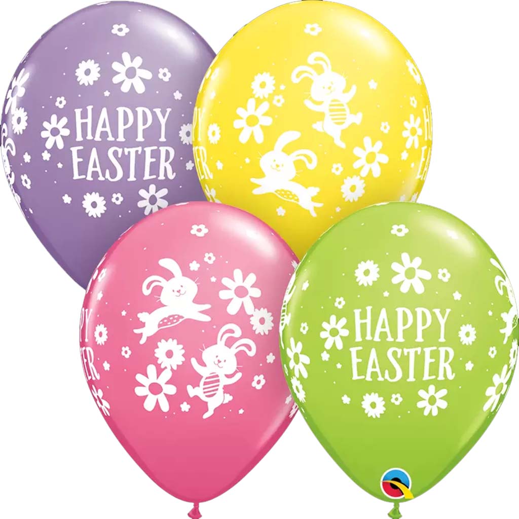 Easter Bunnies &amp; Daisies Latex Balloon, 11in