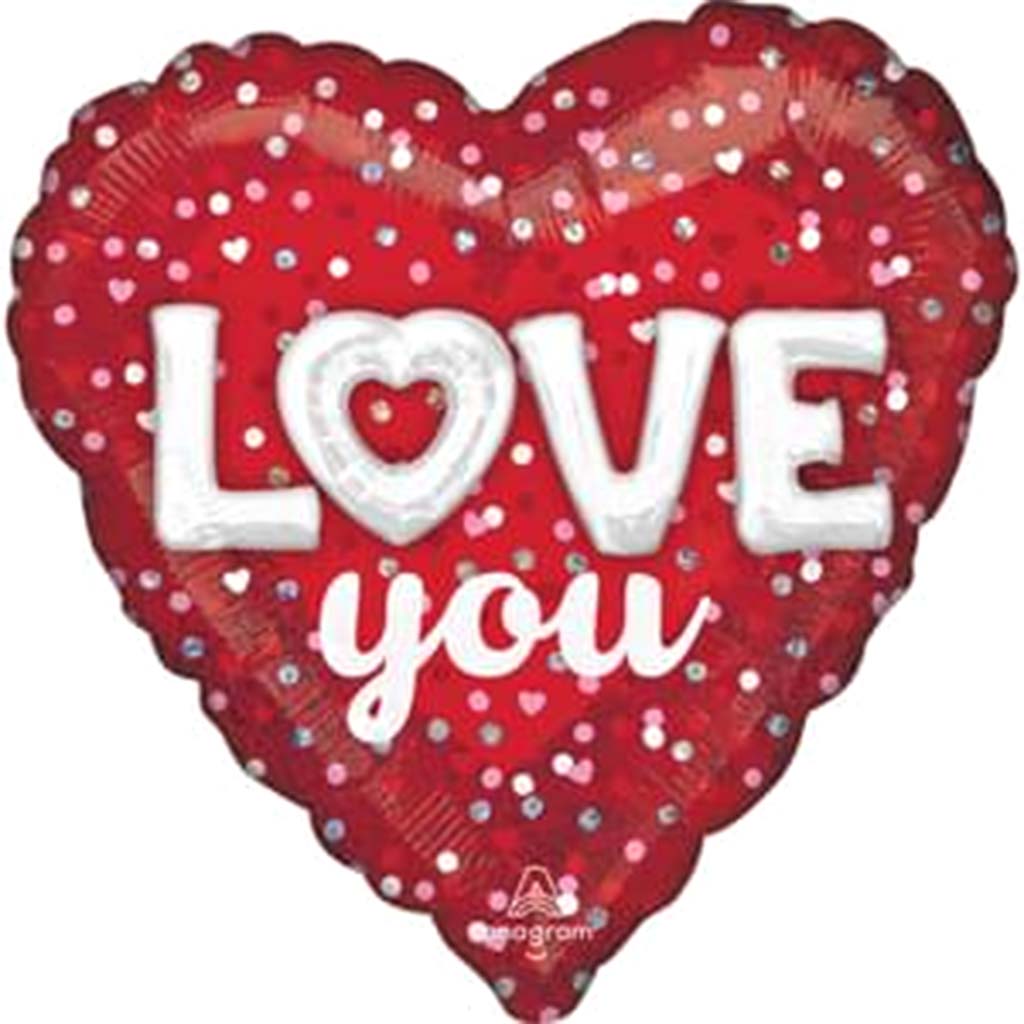 Love You Hearts &amp; Dots Foil Balloon, 18in