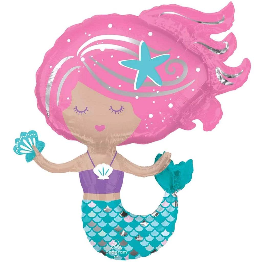 Shimmering Mermaid Super Shape Foil Balloon, 30in